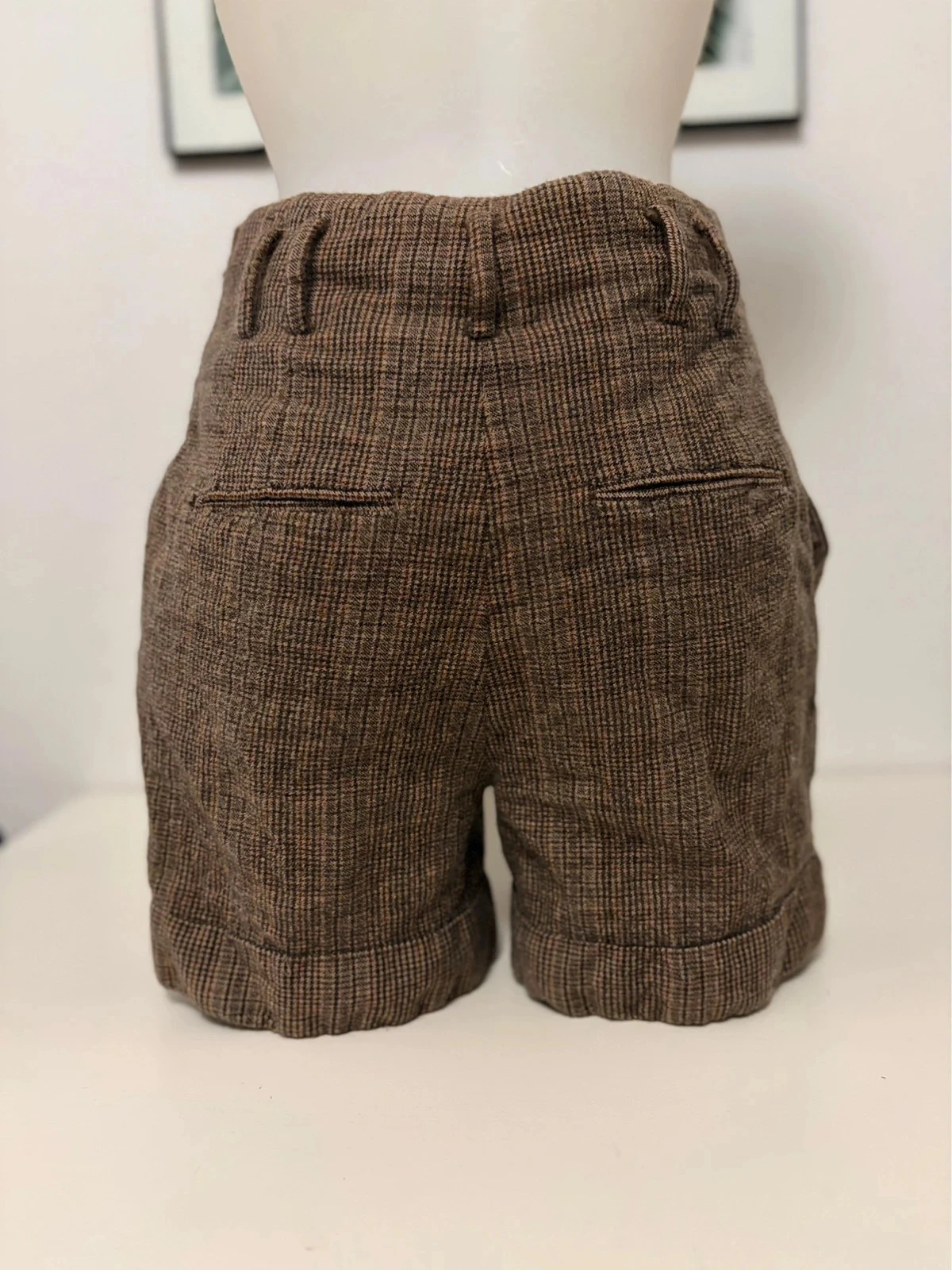 🌸 Short Zara Woman 100 % laine à carreaux bruin – Maat M – Chique hoge taille – photo 6